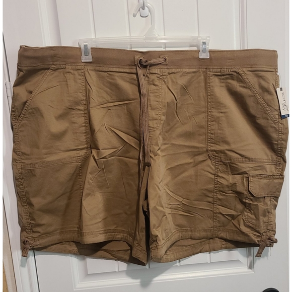 Terra Sky Womens Cargo Shorts Tan Khaki 